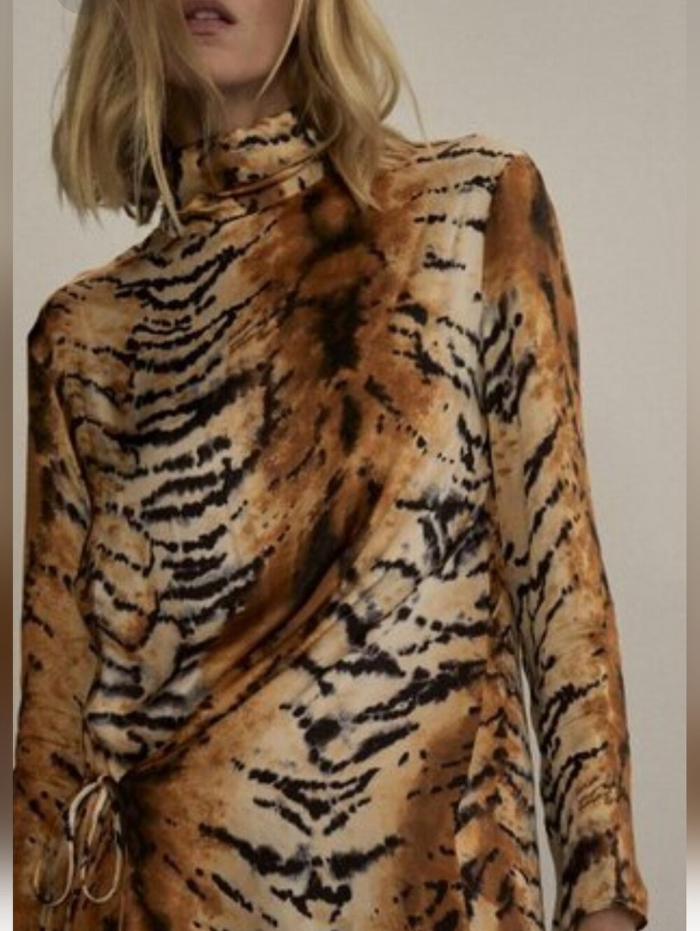NWT Zara Tiger-Print Long Sleeve Mini Dress - Brown & Black Large